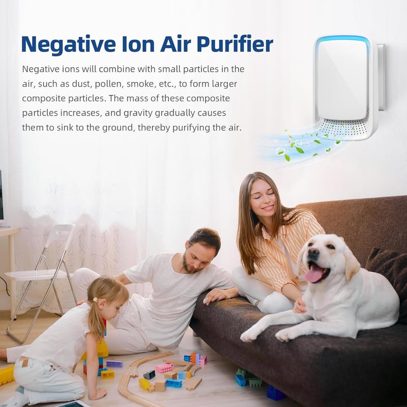 Kqiang Plug in Air Purifier: 2025 NEW Ionic Air Purifiers Ionizers for Home,Quiet Filterless,Negative Ion Generator for Bedroom Office Bathroom Basement,Air Freshener for Pet Odors, Dust,Smoke - Air Cleaner - Image 2